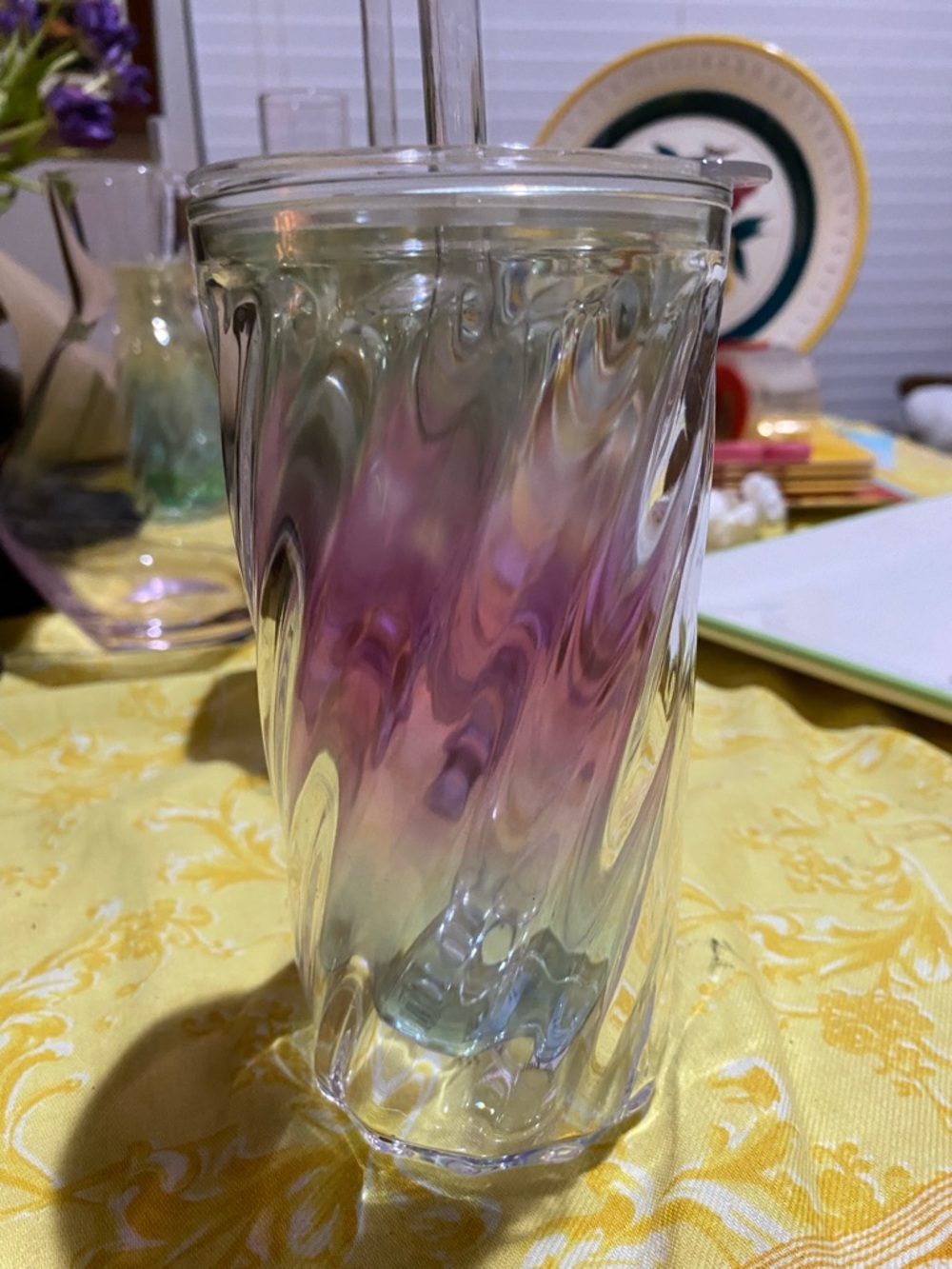 Anthropologie Pink, Blue & Clear acrylic Glasses. Perfect for outdoor dining.NWT - Picture 8 of 9